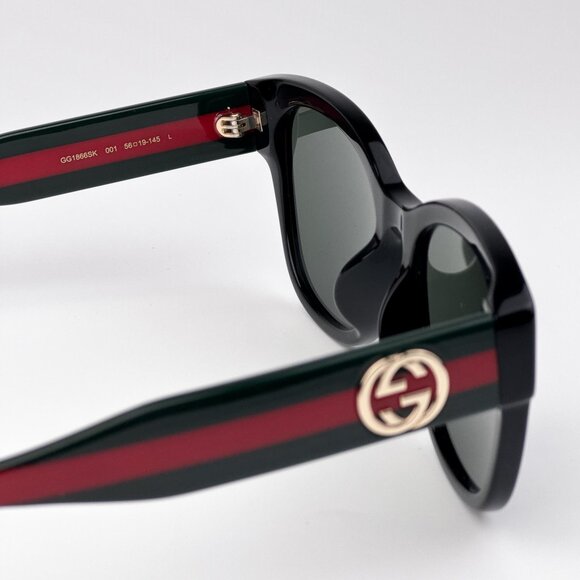 Gucci Women’s Sunglasses – Black/Green Butterfly Frame Grey Lenses GG1866SK 001